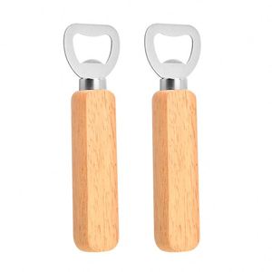 Custom High Quality Stainless Steel Soda Drinks <b>Kitchen</b> Tool Beer Home Use Wooden Handle Beer Bottle Opener - Product Image 1