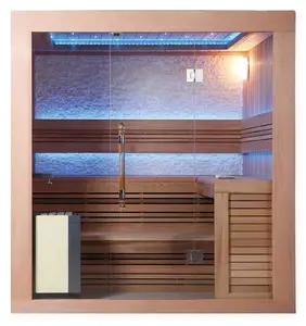 Vendita all'ingrosso 4 persona coperta sauna-Legno hemlock di Cedro mini sauna a casa e secca sauna di vapore per 2/4 persone