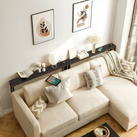 Table Console Moderne Rustique en Bois Massif Armoire de Chevet Murale Longue et Étroite avec Support de Rangement Arrière de Canapé en Métal