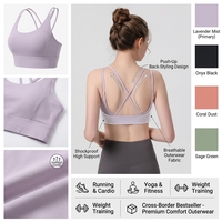 Soutien-gorge de sport personnalisé pour femme, léger, sans coutures, à maintien élevé, antichoc, à bretelles croisées au dos, push-up, pour yoga, fitness, course à pied, gym
