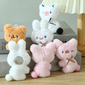 Dessin animé peluche grinçant <span class=keywords><strong>Panda</strong></span> broche mignon bricolage vêtements accessoires léger porte-clés sac pendentif avec cochon et lapin - Product Image 3
