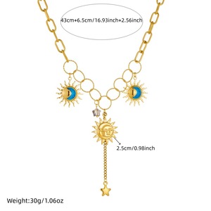 Sun Moon Star Pendant Necklace Gold Plated Stainless Steel Asymmetrical Chain Tassel Fashion Jewelry Daily Party Wear - Product Image 4