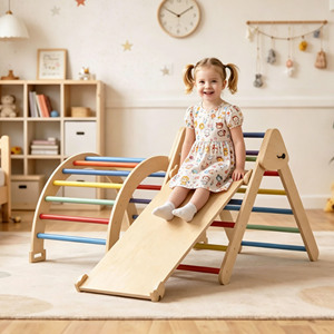 Estructura de escalada interior de madera maciza para niños pequeños, conjunto plegable Montessori para gimnasio infantil o sala de estar, muebles para bebés - Product Image 2