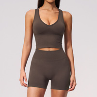 Ensemble de sport sans couture à séchage rapide, anti-choc, taille haute, pour femme, idéal pour la course, le fitness en extérieur et la gym, avec leggings anti-transpiration pour les squats