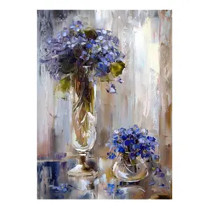 Ooit Moment Foto 'S Van Steentjes Handgemaakte Volledige Vierkante Boor Blauwe Bloem Glazen Vaas 5D Diy Hobby Art 3F1277