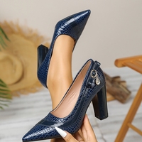 Chaussures à talons hauts pour femmes, à bout pointu, à talon épais, sexy, à motif serpent, à bout unique, à la mode, avec un style unique