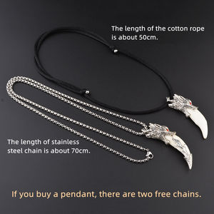 Collar de Diente de Lobo de Acero de Titanio, Collar con Colgante de Diente de Perro Auténtico de Mastín Tibetano para Amantes - Product Image 2