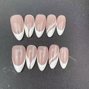 Faux <span class=keywords><strong>Ongles</strong></span> Press-On Bleu Printanier Faits <span class=keywords><strong>Main</strong></span> à la Française, Motif Floral <span class=keywords><strong>Dessin</strong></span>é à la <span class=keywords><strong>Main</strong></span>, Haute Qualité, 10 Pièces/Ensemble, Forme Amande - Product Image 5