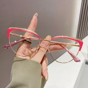 2023 New Fashion Metal Frame photo chrome Anti-Blaulicht-Brille Großhandel optische Rahmen hochwertige Damen brille