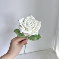 Künstliche Blumen Romantische Moderne Baumwollstoff Handgefertigte Häkel-Einzelne Große Rote Rosen Umweltfreundlich Langlebig