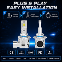 Phare LED blanc haute luminosité 40W Z18 6000K 5300LM avec puce 7035, DC9-30V, étanche IP68, remplacement d'ampoule automobile