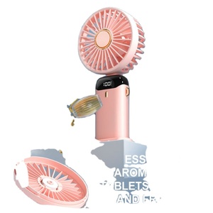 Ventilateur portable pliable à suspendre au cou avec affichage numérique et aromathérapie pour les voyages et le camping - Product Image 1