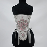 Corset Bustier Floral Rose Antique Style Romantique Français Cottagecore Ajusteur de Taille Vintage avec Ourlet Pointu