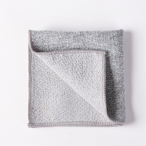 <b>Microfiber</b> Double Sided Dishcloth Silver Gray Rectangle Lint Free Kitchen Cleaning <b>Towel</b> For Pots And Pans - Product Image 4