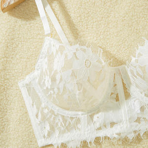 Комплект сексуального белья: бюстгальтер на косточках с вышивкой, однотонный топ-бюстгальтер, трусики и кружево - Product Image 3