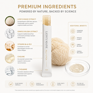 Biohacking <span class=keywords><strong>Lion</strong></span>'s Mane Jelly Stick : Stimulant Cérébral, Neuroprotection, Concentration, Mémoire, Clarté – Marque Blanche / Étiquette Privée - Product Image 2
