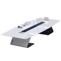 Mesa de Conferencia Modular Extensible de Madera Sólida de Lujo Moderno para 12 Personas con Garantía de 5 Años para Uso Comercial en Oficinas