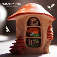 Vashine Jouet Clicker Maison Champignon Imprimée en 3D, Scène Creuse Miniature à Trois Niveaux avec Arbre, Ornement de Bureau, Cadeau