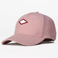 Gorras de Béisbol Únicas de Pana de 6 Paneles, Ajustables, Personalizables, con Logotipo y Parche Tejido, Color Sólido Común