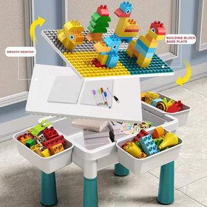 Neues Design Kinder lernen spielen Plastiks pielzeug Bausteine Tisch mit Stuhl Set