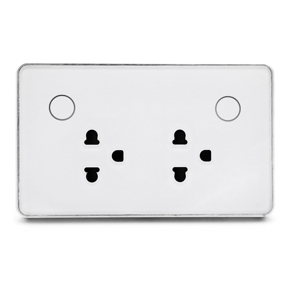 Thailand Vietnam Us/Au/Noord/Zuid Amerika Metalen Frame Dubbele Power Point 2 Plug/Gang Uk tuya Muur Zigbee Smart Socket