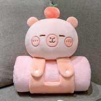 HY2 2 en 1 en peluche Capybara poupée oreiller couverture enfants couverture chaude pour bureau pliant Capybara oreiller couverture