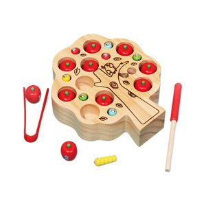 Juego de Madera para Niños: Sujetador de Gusanos Magnético con Números y Colores, Juguete Educativo Temprano de Bloques de Construcción - Product Image 1