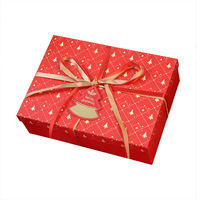 Boîte cadeau de Noël style Ins avec ruban vert, boîte vide avec couvercle et base, compartiment divisé pour emballage de gants de fêtes