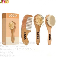 Ensemble de brosses à cheveux en bambou avec logo personnalisé, peigne en bois de hêtre pour massage du cuir chevelu, brosse à shampooing à poils doux, kit de soin des cheveux écologique