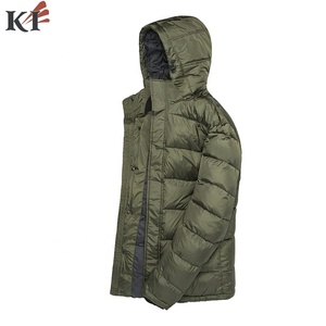 Men's Olive Green Cotton Puffer <b>Jacket</b> <b>Waterproof</b> Reversible Casual Winter Coat Regular Fit Zipper Closure Solid Color 100% Silk - Product Image 3