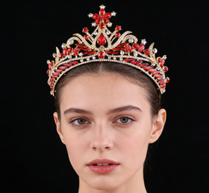 มงกุฎเจ้าสาวสไตล์เกาหลีขนาดใหญ่ 14.5 ซม. ประดับคริสตัลหรูหรา อุปกรณ์เสริมสำหรับเจ้าสาว สไตล์ยุโรปอเมริกัน ทำจากโลหะผสมประดับคริสตัล - Product Image 2