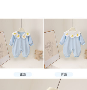 Novedad de Primavera-Verano, Mono de Algodón con Cuello de Volantes y Estampado Floral Pequeño para <span class=keywords><strong>Bebés</strong></span> Niñas, Estilo Instagram - Product Image 5