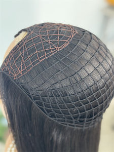 2025 nuevo diseño Fishnet Topper 100% pelo virgen europeo encaje transparente Color Natural recto para perder el cabello mujeres - Product Image 4
