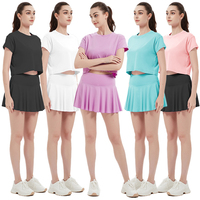 Ensemble de tenue de yoga d'été pour femmes, ensemble deux pièces à séchage rapide, tenue de fitness, jupe courte pour l'entraînement et la course à pied
