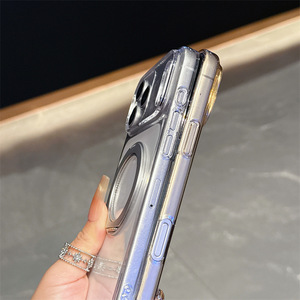 เคสโทรศัพท์แม่เหล็กใสคุณภาพสูงสำหรับ iPhone 18 14 15 16 Pro Max 17Air พร้อมขาตั้งวงแหวนหมุนได้ ป้องกันการกระแทก - Product Image 5