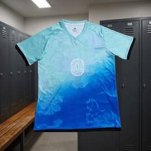 Ensemble de maillots de football pour adultes de haute qualité, impression numérique par sublimation personnalisée, col en V, manches courtes, séchage rapide, respirant, extensible dans quatre directions - Product Image 3