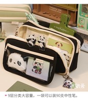 Trousse à crayons grande capacité pour étudiants, motif capybara de dessin animé, avec autocollants de poupées, couleur personnalisable, en tissu, fermeture éclair, vente en gros