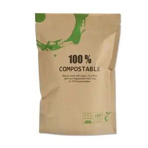 Zipper Biodegradable Stand Up Paper Bags Doypack Packaging Coffee Bean Bags