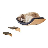 Étagère murale incurvée en bois pour chat, deux marches (grande taille), mobilier mural pour dormir, jouer, grimper et se détendre