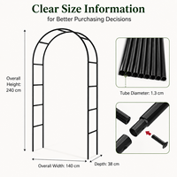 Arche de jardin robuste en fer noir, treillis métallique 2-en-1, support pour plantes grimpantes, personnalisable, vente en gros, décoration extérieure pour mariage