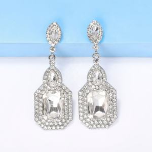 Pendientes Retro de Palacio para Mujer, Nuevos, Geométricos, con Incrustaciones de Diamantes de Colores, Accesorios Personalizados Exagerados, Estilo Urbano de Aleación - Product Image 4