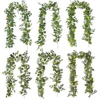 Guirlande de Noël en rotin décorative, fausse feuille d'eucalyptus, lierre de saule, guirlande de fleurs artificielles pour la décoration de couronnes de Noël