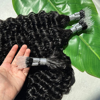 Extensions de cheveux tissées à la machine, double trame, à pointes nano en plastique, double tirage, vierges, cuticules alignées, flexibles, F-tip, noires, très demandées