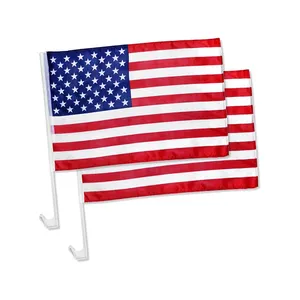 Venta al por mayor país Estados Unidos Mini Bandera Nacional poliéster sublimación impresión personalizada EE. UU. Bandera de ventana de coche estadounidense