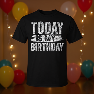 Camiseta Today Is My Birthday, negra, unisex, talla mediana para adultos - Product Image 3