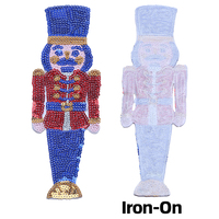 Grandes appliques brodées de paillettes en forme de casse-noisette de Noël, thermocollantes, pour sweats à capuche, chemises, pulls, décoration de vêtements de fêtes