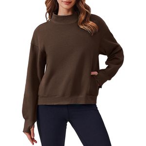 Sweat-shirt à col roulé en polaire pour femme FOXA, manches longues avec poches latérales et trous pour les pouces, collection automne 2026 - Product Image 1