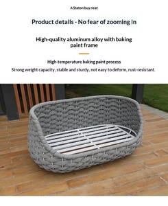 Canapé en alliage d'aluminium à corde de traction de forme spéciale, imperméable et résistant aux UV, pour villas, cours, hôtels, clubs et espaces de jardin, style luxe léger moderne - Product Image 4