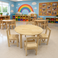 Ensemble de table et chaise circulaire en bois artisanal sur mesure pour enfants, multifonctionnel, pour la garderie