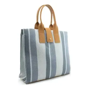 Portafoglio a tracolla a righe Vintage di lusso da donna con fodera in pelle di Nylon con chiusura a Zip Tote con manico Casual per borse da spiaggia - Product Image 3
